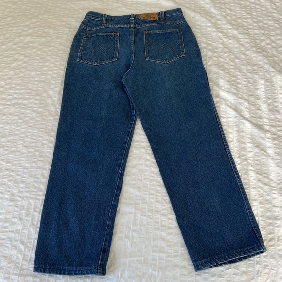 VTG 1970s Wrangler W-Pocket Straight Leg Jeans, Tagged 34x32 (Runs Small) - Picture 2 of 11